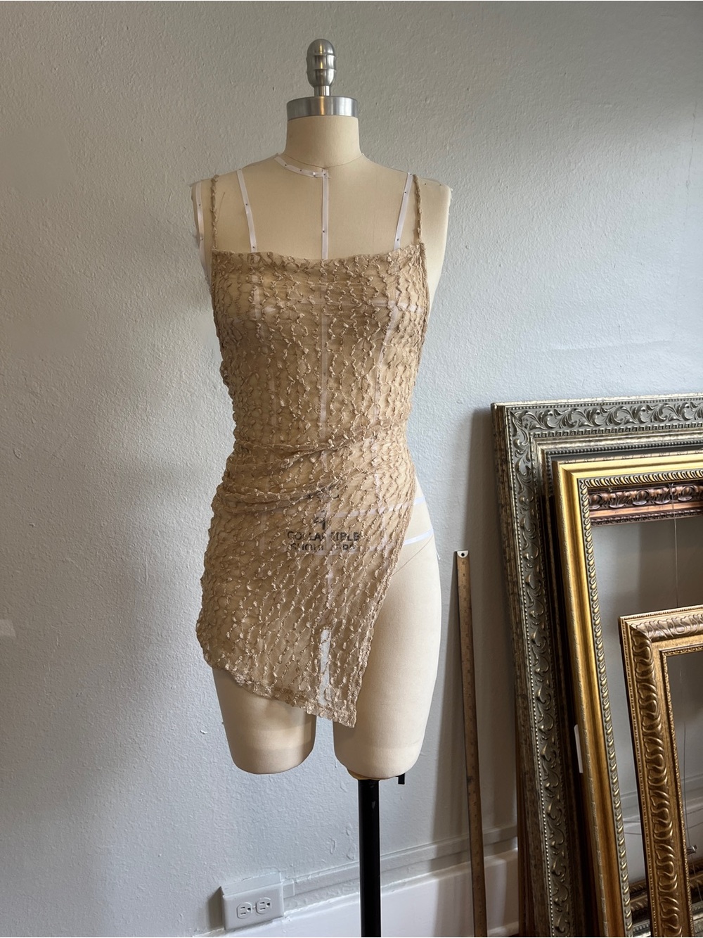 Pull and Bear Beige Sheer Asymmetric Top - Picture 2 of 3